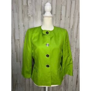 Alex Marie Women's Lime Green Jacket Silver‎ Buttons Size 6 Casual